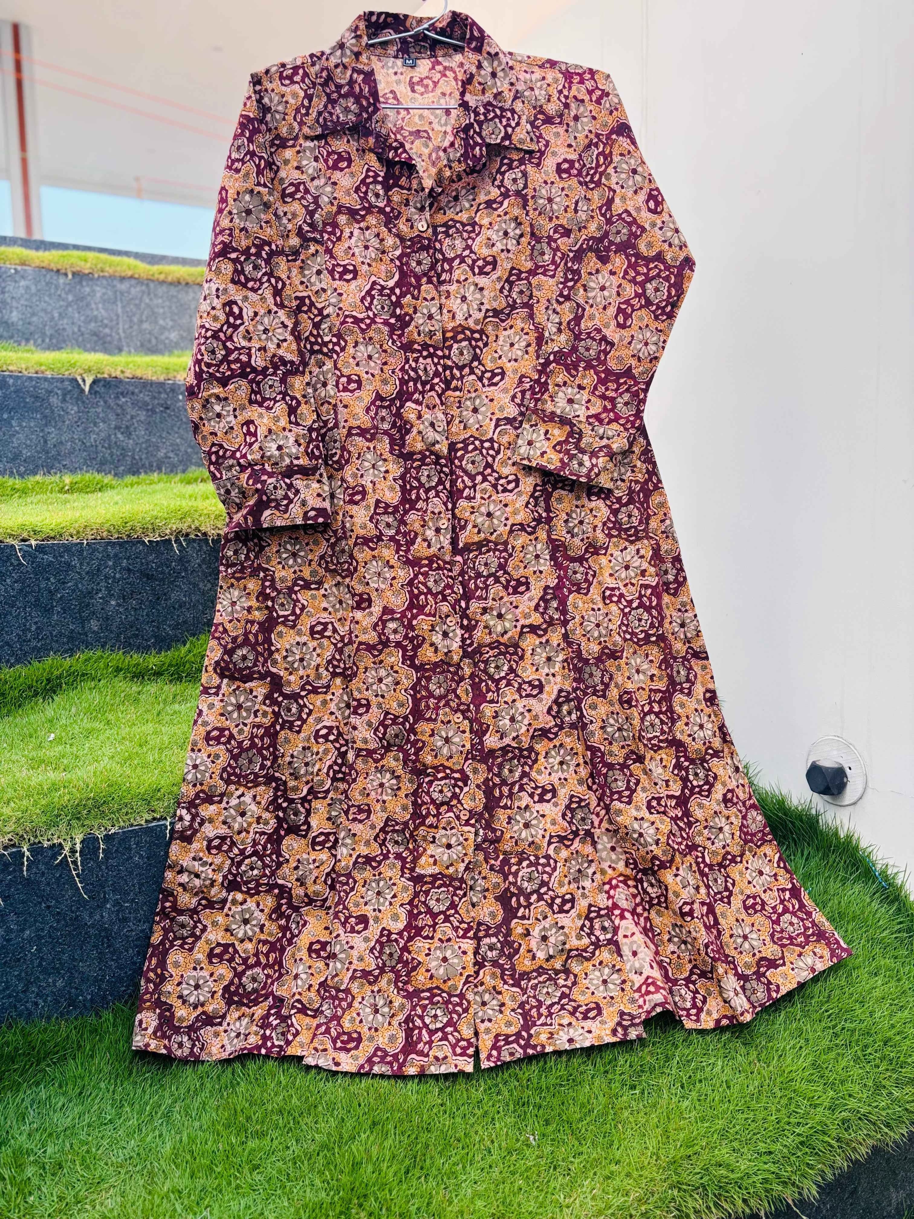 Aadira - Hand block printed kalamkari Maxi dress