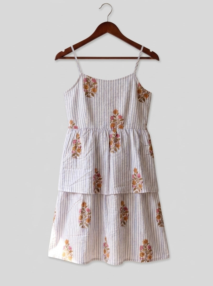 Ahana - Blue and White Tier Dress