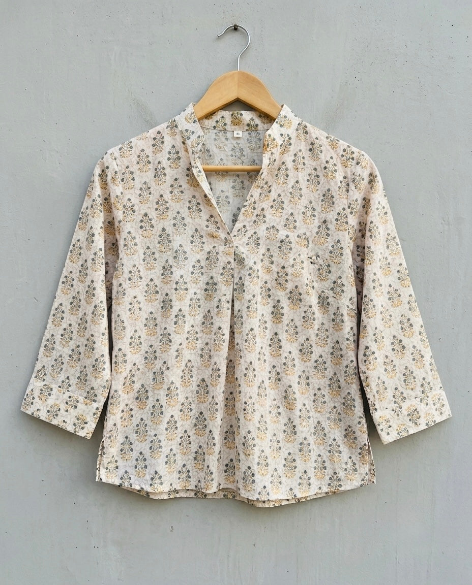 Ihita - Off-White Floral Uniqlo Top