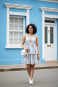 Ahana - Blue and White Tier Dress